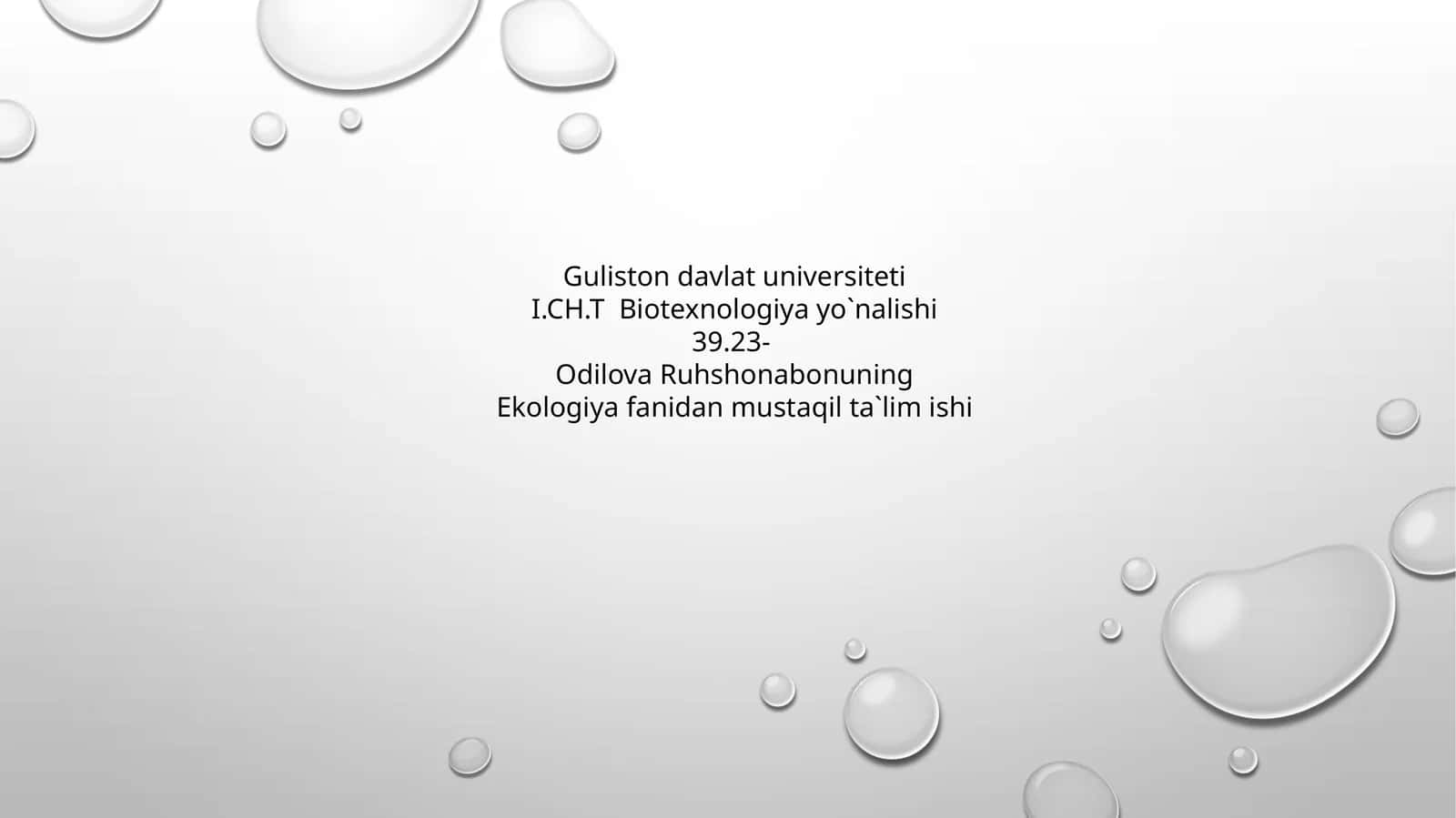 I.CH.T Biotexnologiya yo`nalishi 1