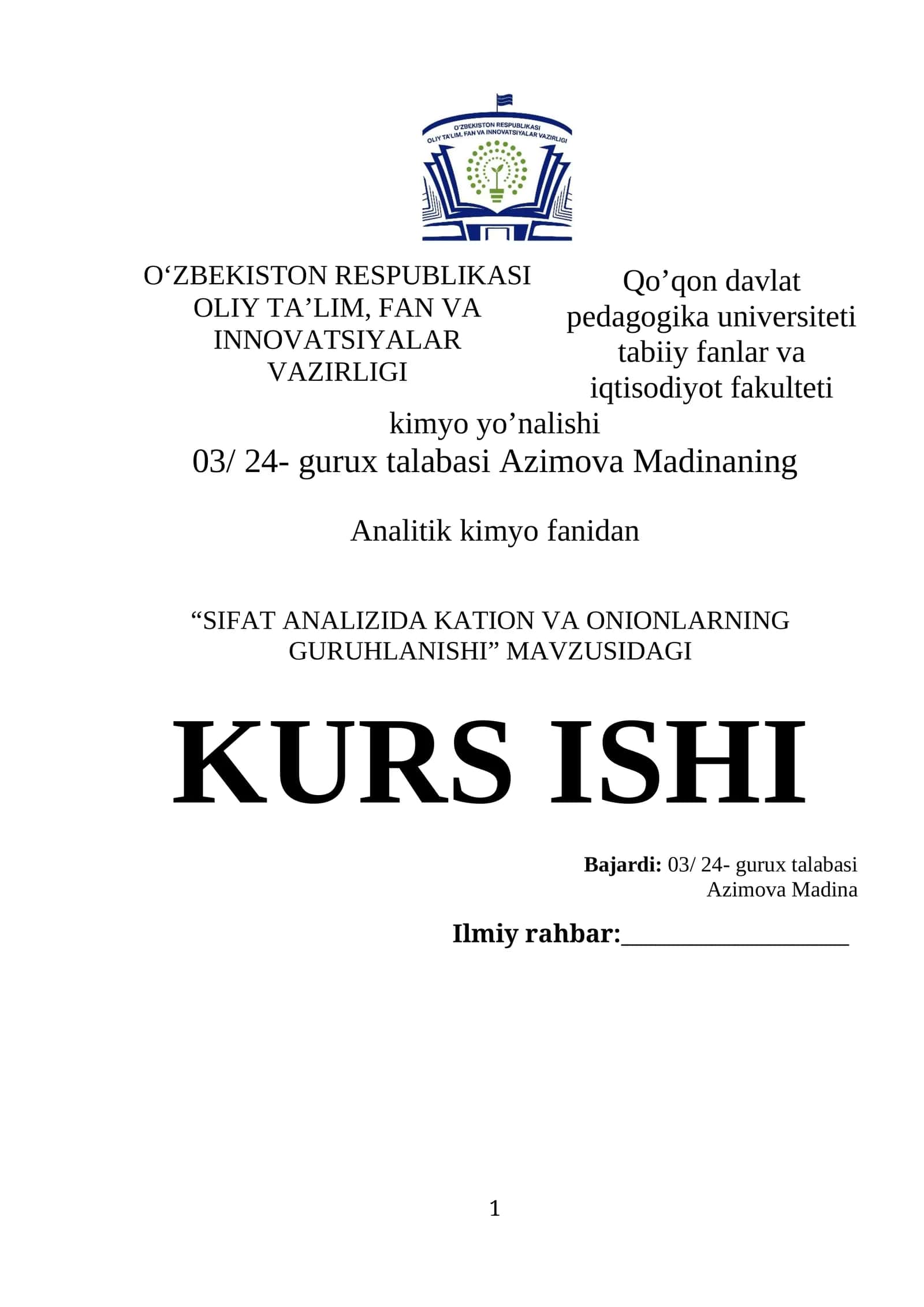 SIFAT ANALIZIDA KATION VA ONIONLARNING GURUHLANISHI 1