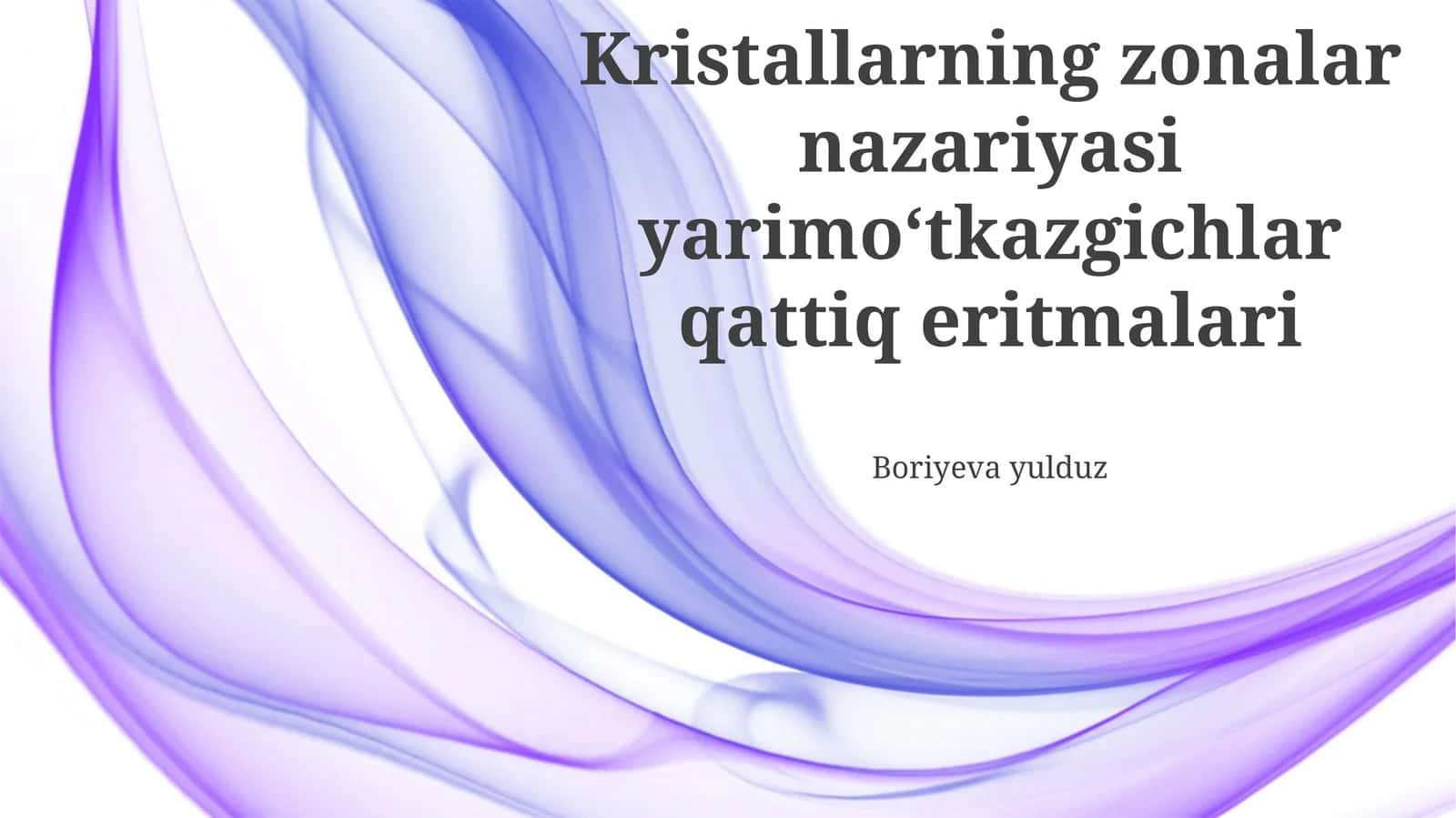 Yarimo'tkazgich Qattiq Eritmalarining Zonal Nazariyasi 1