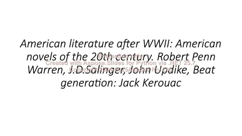 American literature after WWII 1