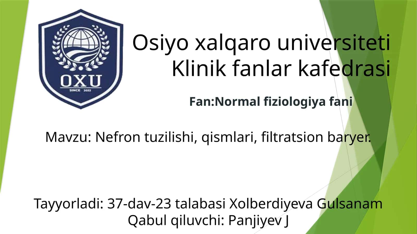 Nefron tuzilishi, qismlari, filtratsion baryer 1