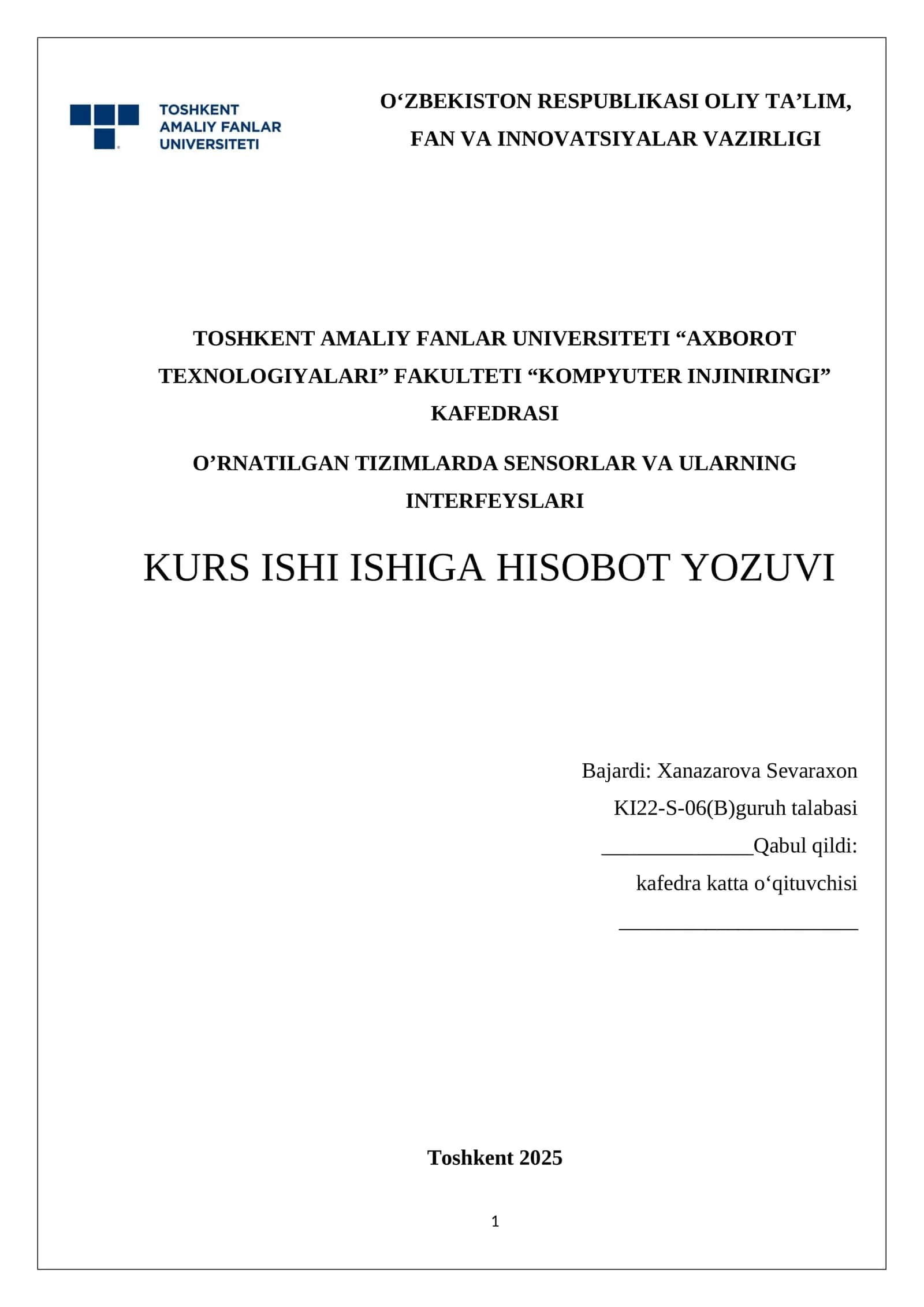 KURS ISHI ISHIGA HISOBOT YOZUVI 1