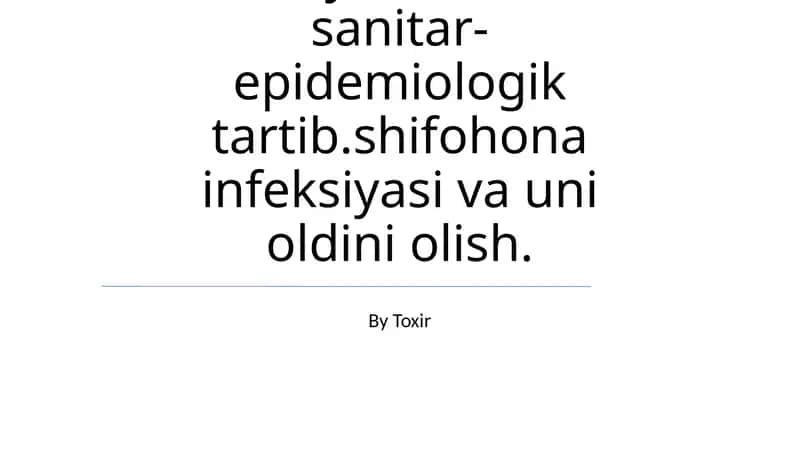 Tibbiyot tarixida sanitar-epidemiologik tartib 1
