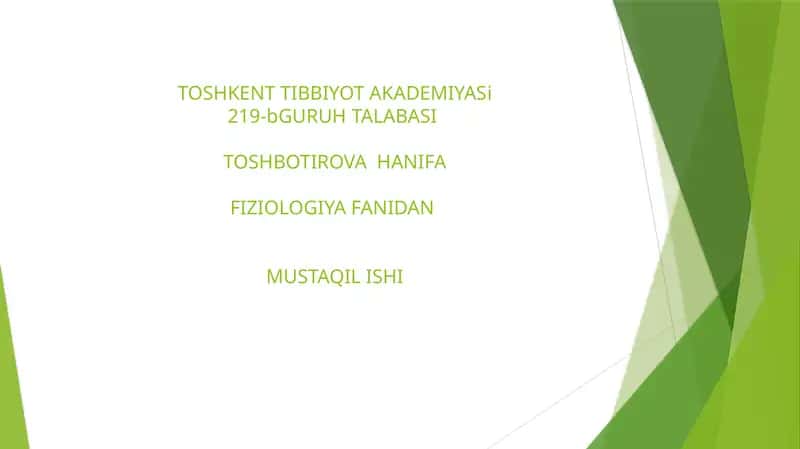 TOSHBOTIROVA HANIFA FIZIOLOGIYA FANI 1
