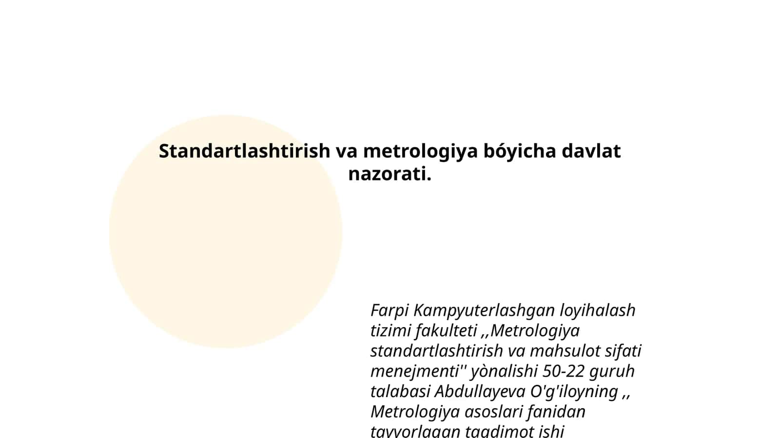 Metrologiya standartlashtirish va mahsulot sifati menejmenti 1
