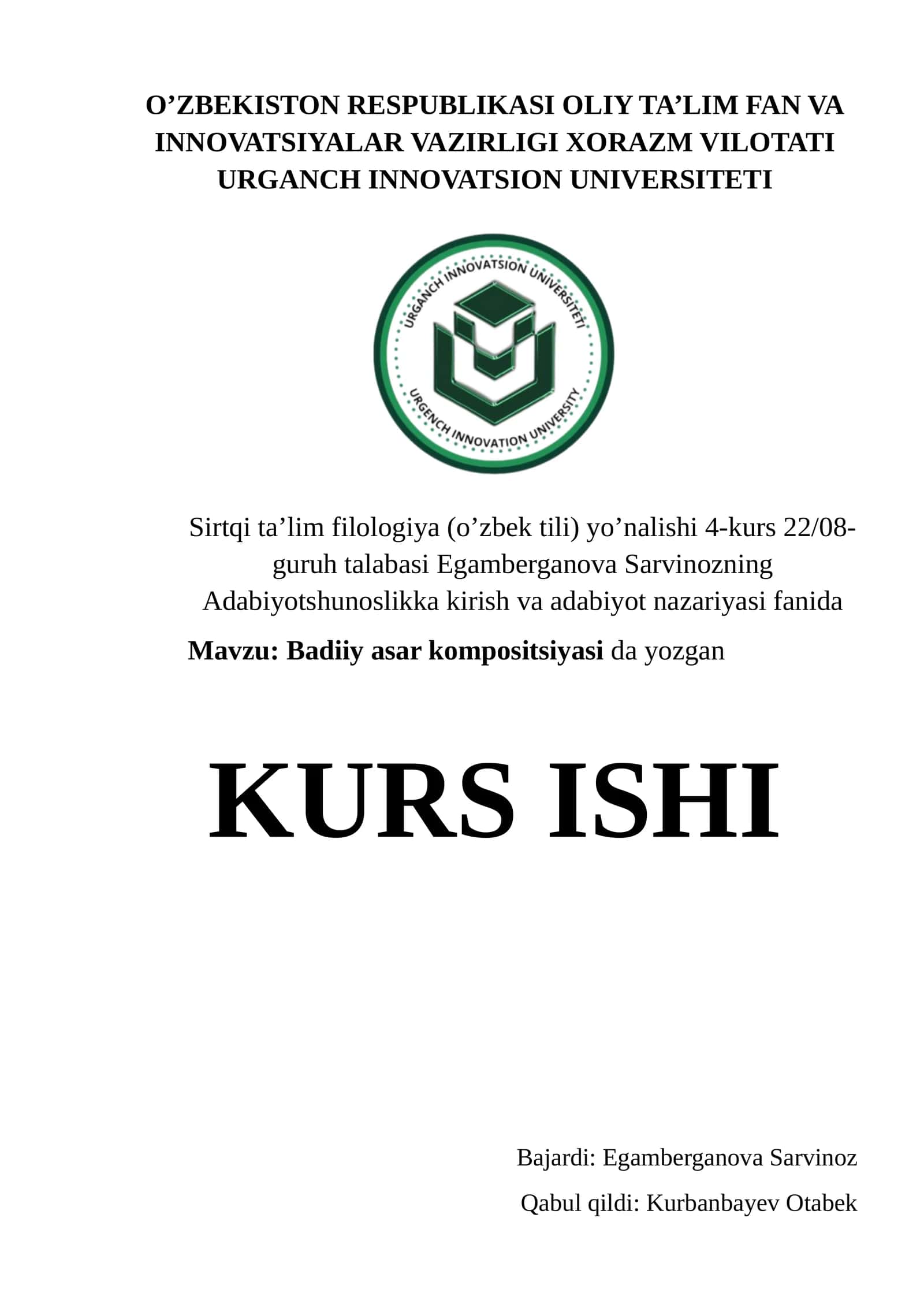 Badiiy asar kompositsiyasi da yozgan 1