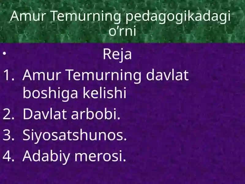 Amur Temurning Pedagogika Dagio'rni