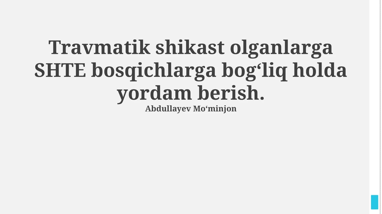 Travmatik shikast olganlarga birinchi yordam va stabillashtirish 1