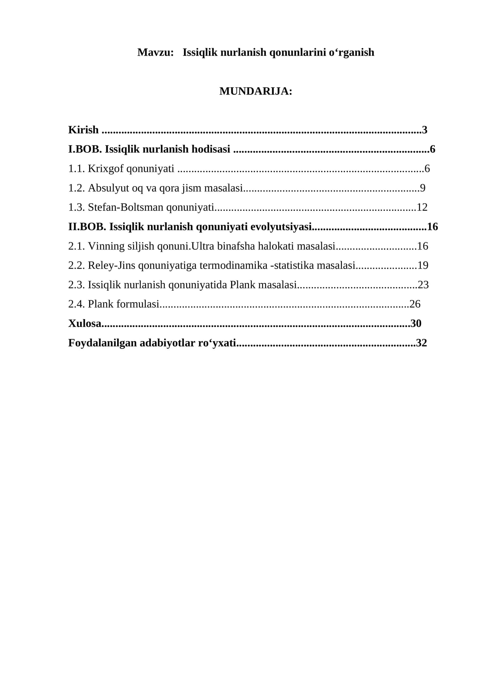Issiqlik nurlanish qonunlari 1