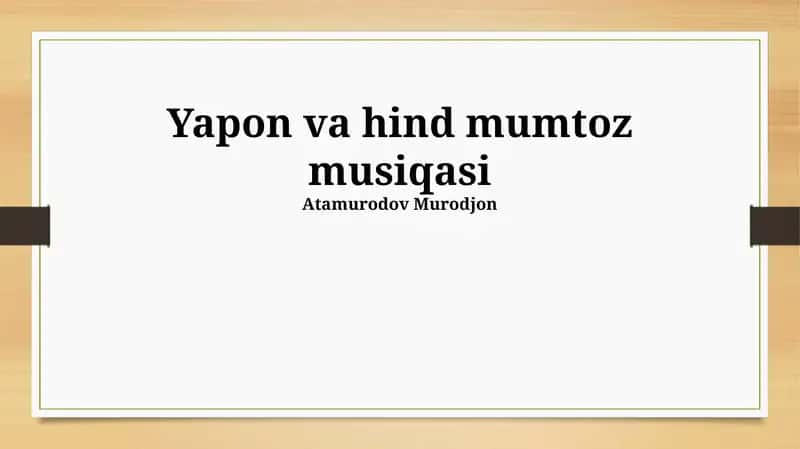 Yapon va hind mumtoz musiqasi 1