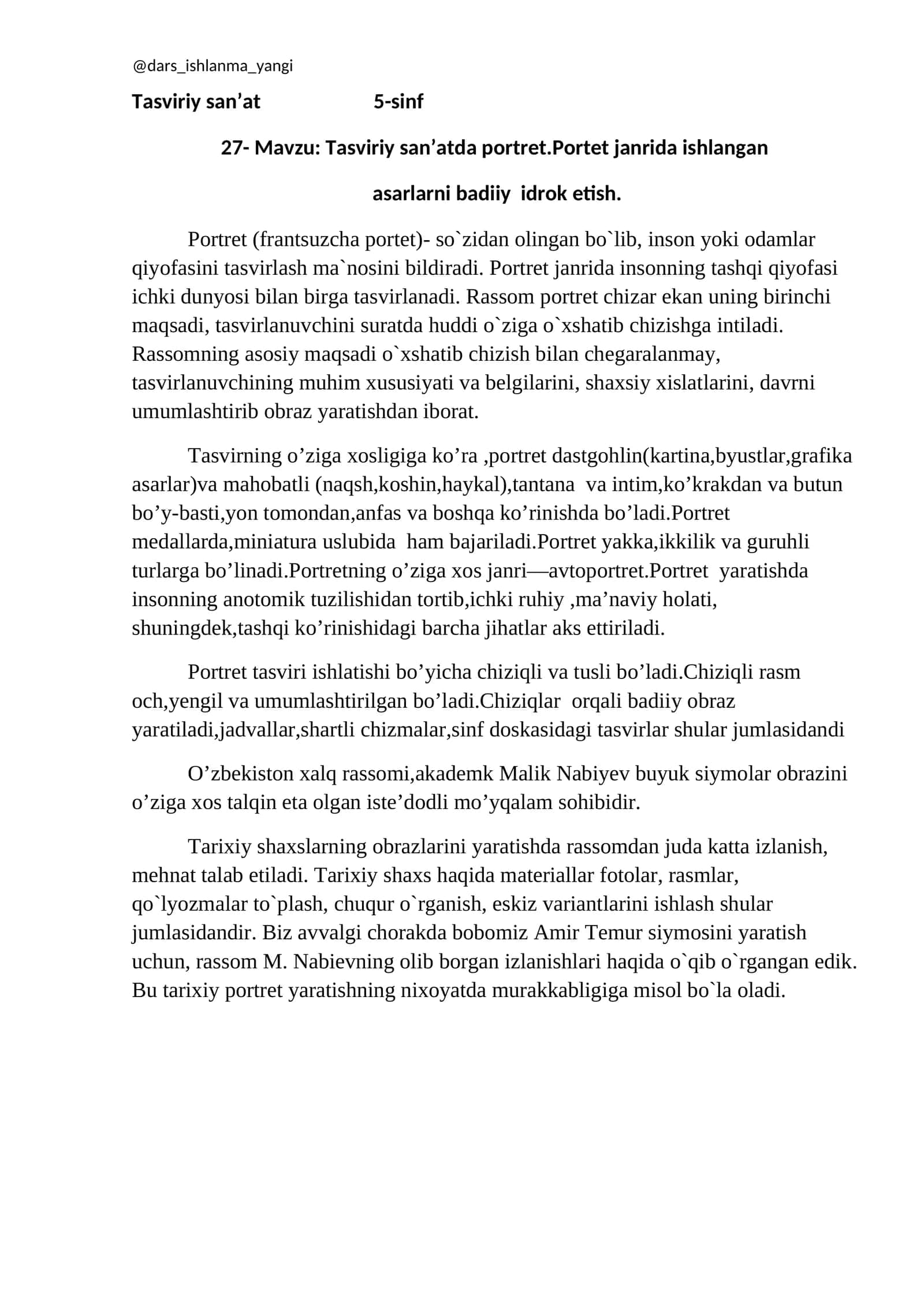 Tasviriy san’at 5-sinf 1