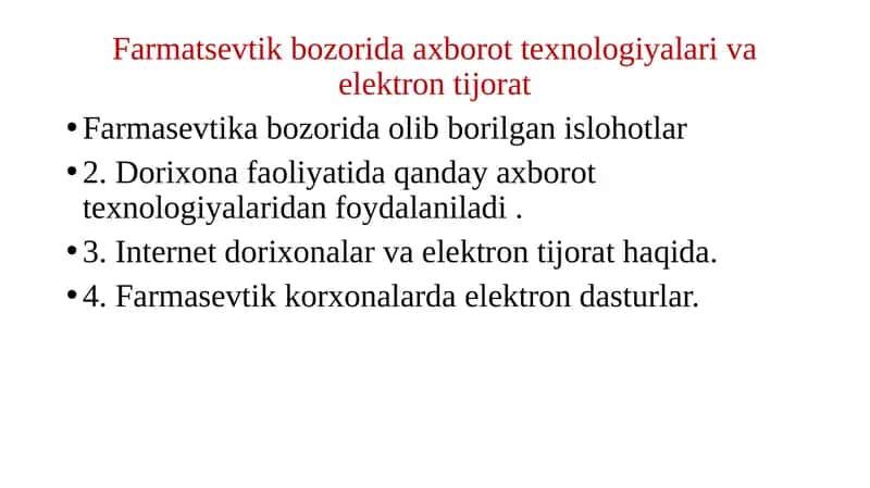 Farmatsevtik bozorida axborot texnologiyalari va elektron tijorat 1