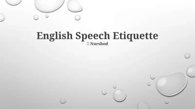 English Speech Etiquette 1