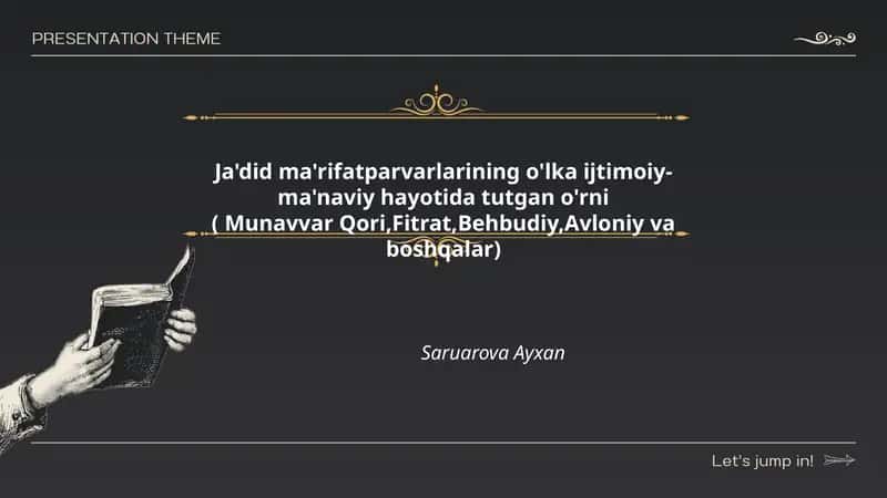 Ja'did ma'rifatparvarlarining o'lka ijtimoiy-ma'naviy hayotida tutgan o'rni 1