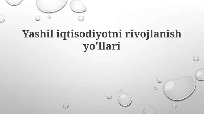 Yashil iqtisodiyot 1