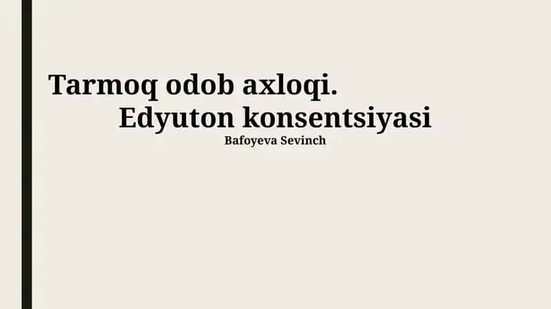 Tarmoq odob axloqi 1