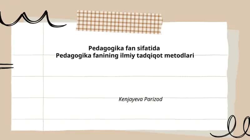 Pedagogika fan sifatida 1