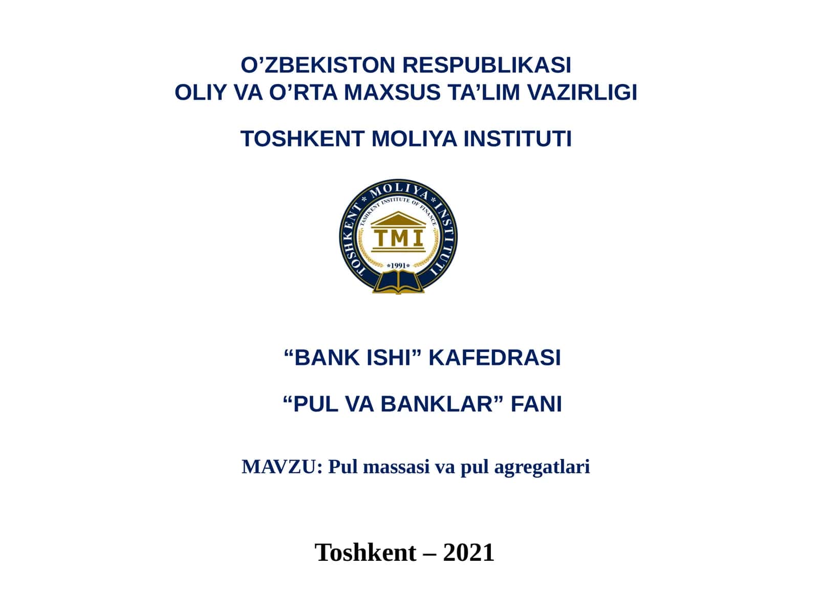 Pul massasi va pul agregatlari 1