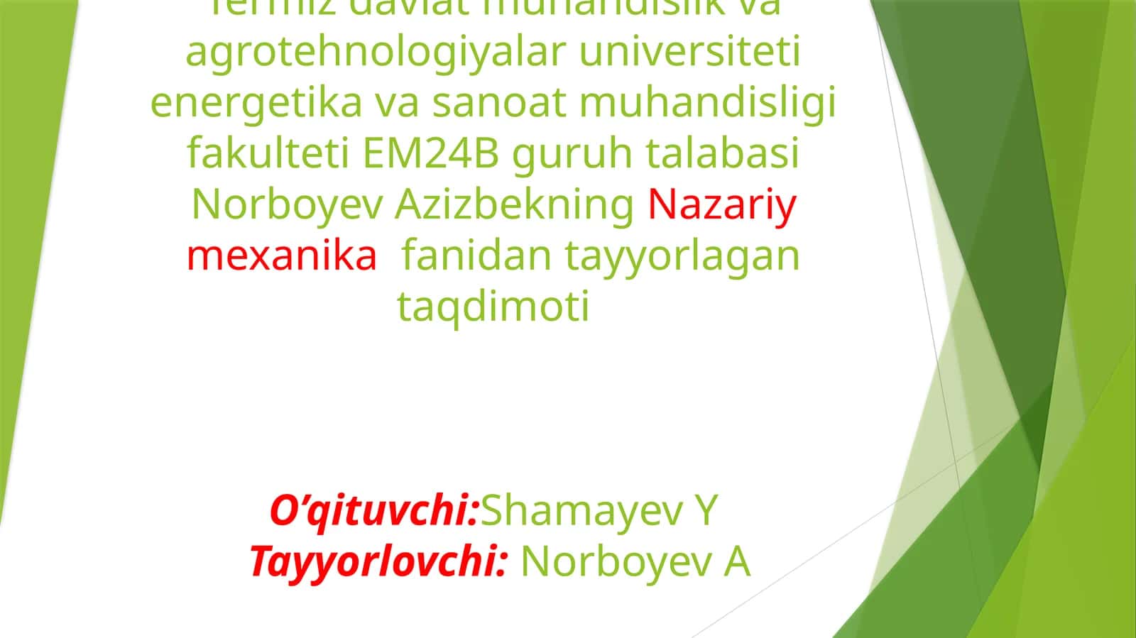 Kuchlarsistemasinidinamikvintgakeltirish 1