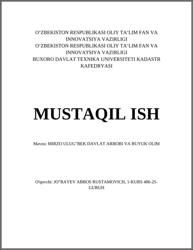 MIRZO ULUG'BEK DAVLAT ARBOBI VA BUYUK OLIM 1