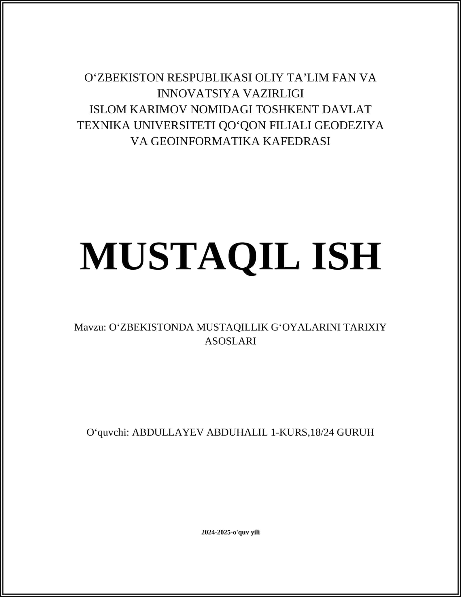O‘zbekistonda mustaqillik g‘oyalarini tarixiy asoslari 1
