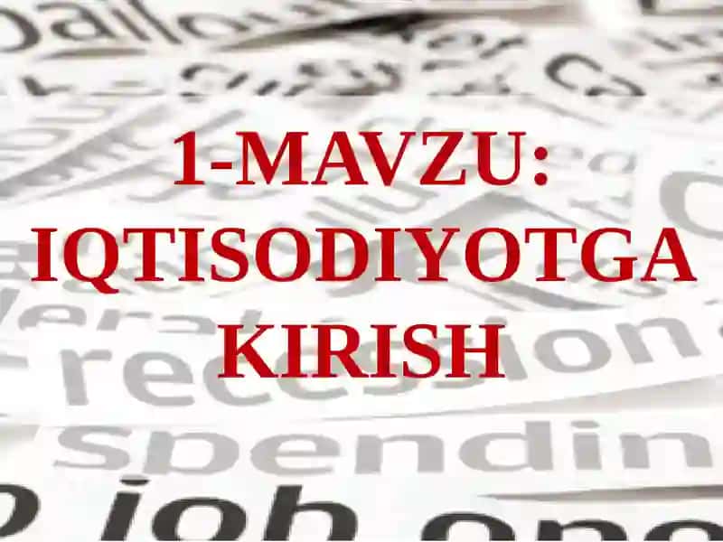 IQTISODIYOTGA KIRISH