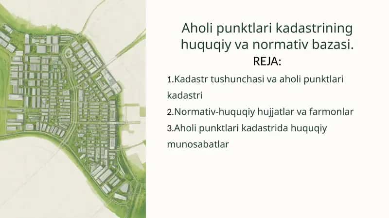 Aholi punktlari kadastrining huquqiy va normativ bazasi 1