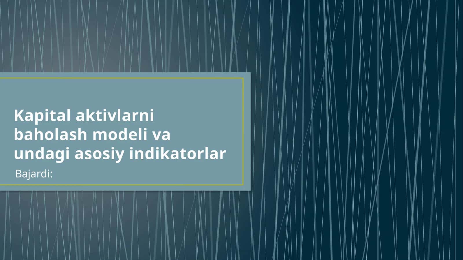 Kapital aktivlarni baholash modeli va undagi asosiy indikatorlar 1
