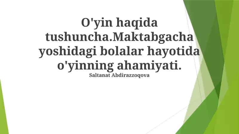 O'yin tushunchasi 1