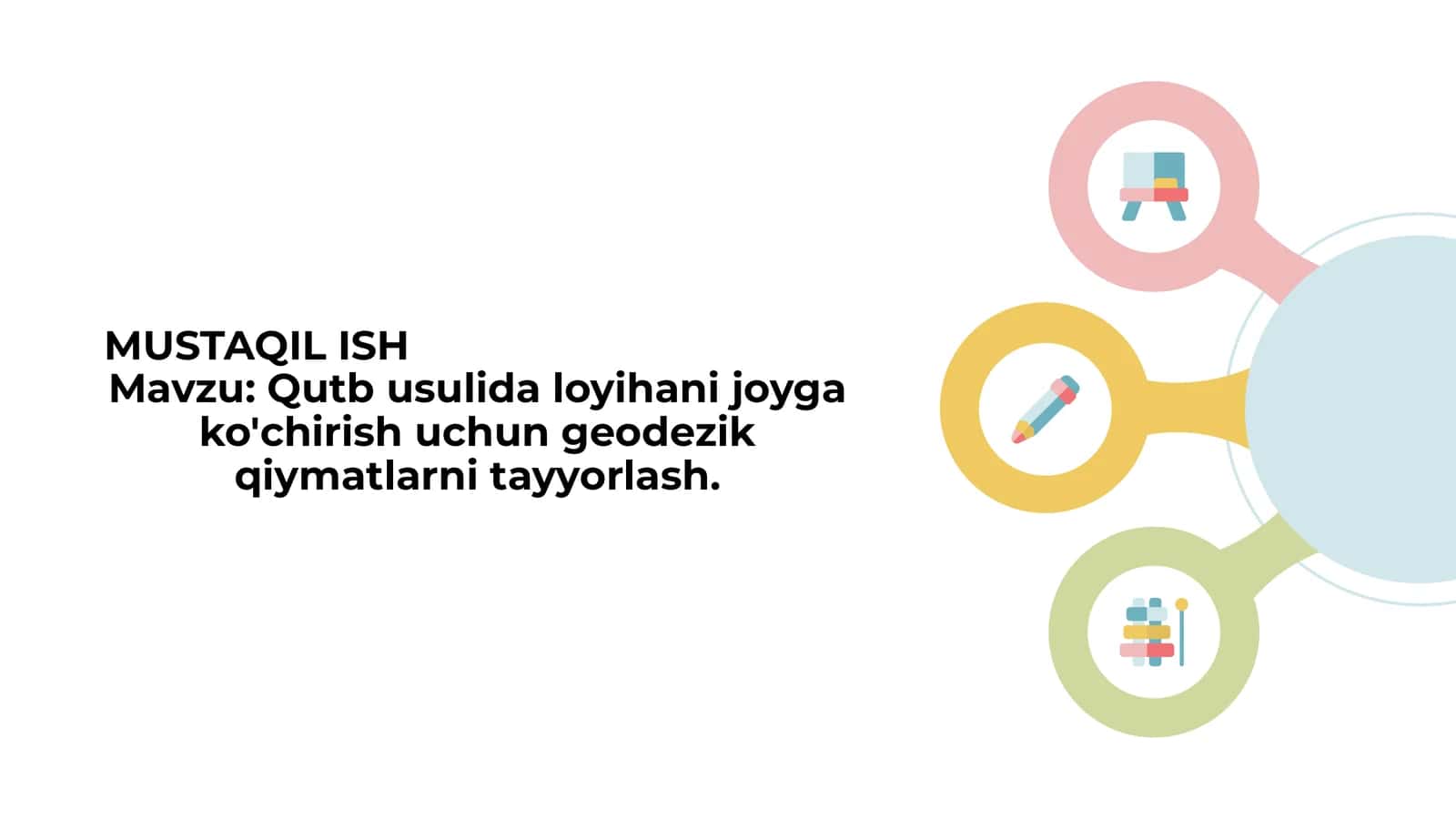 Qutb usulida loyihani joyga ko'chirish uchun geodezik qiymatlarni tayyorlash 1
