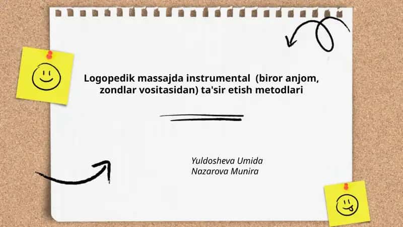 Logopedik massajda instrumental (biror anjom, zondlar vositasidan) ta'sir etish metodlari 1