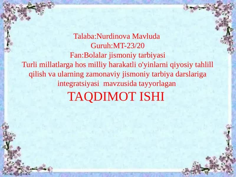 Talabalarning jismoniy tarbiyasini rivojlantirish 1
