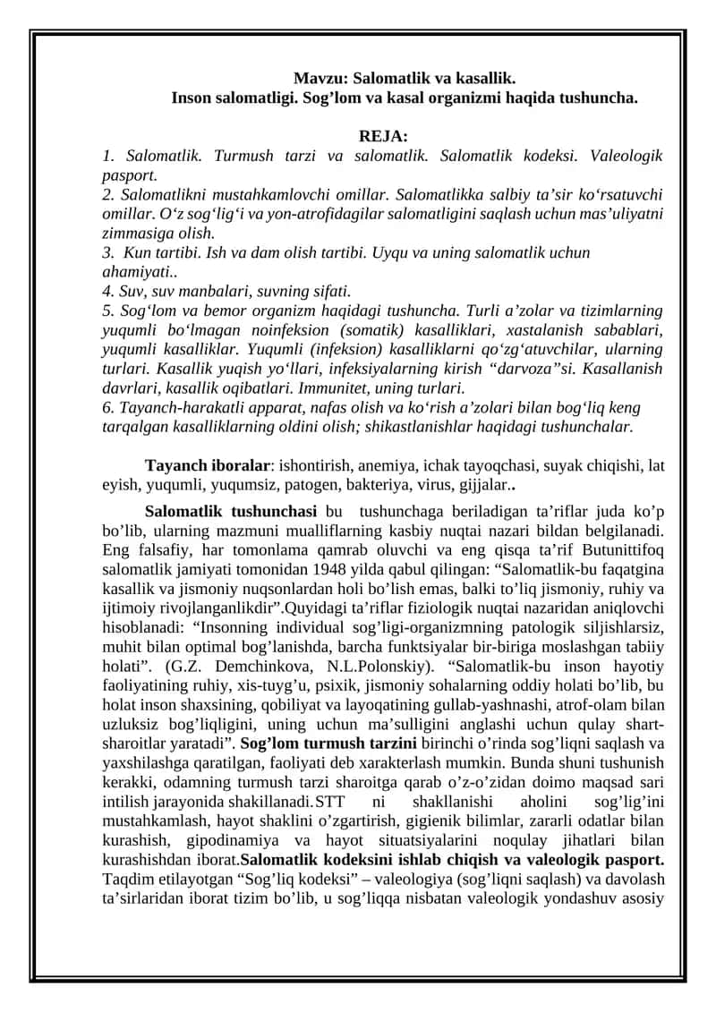 Salomatlik va kasallik 1