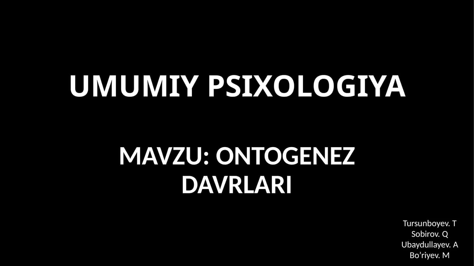 Ontogenez davri 1