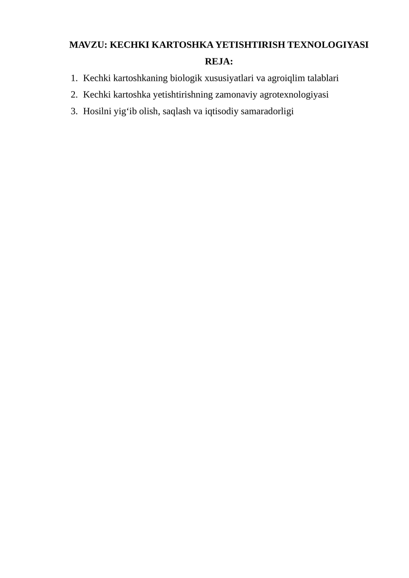 KECHKI KARTOSHKA YETISHTIRISH TEXNOLOGIYASI 1