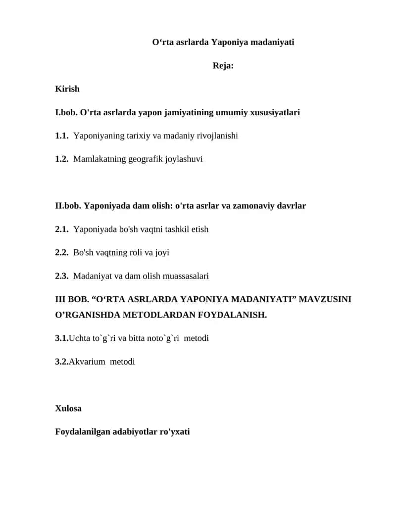 O‘RTA ASRLARDA YAPONIYA MADANIYATI 1