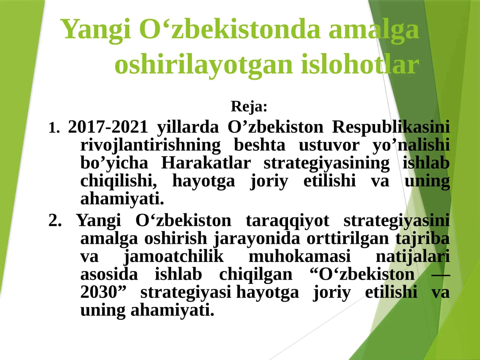 Yangi O‘zbekistonda amalga oshirilayotgan islohotlar 1