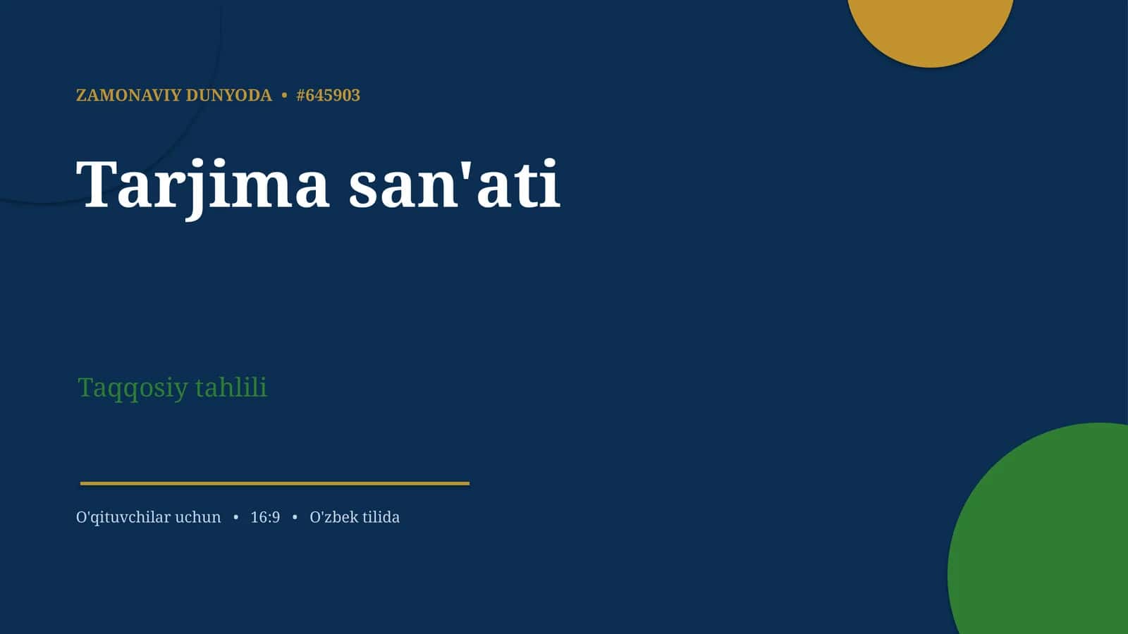 ZAMONAVIY DUNYODA 1