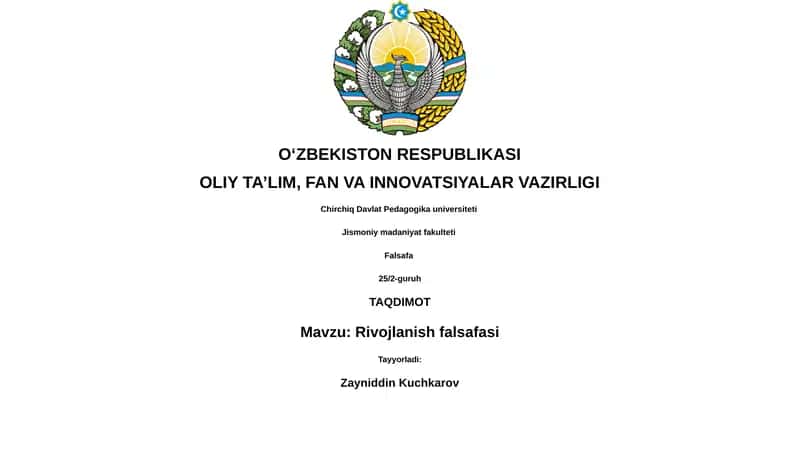 Rivojlanish falsafasi 1