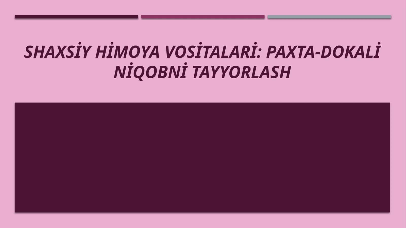 Shaxsiy himoya vositalari Paxta-dokali niqobni tayyorlash 1