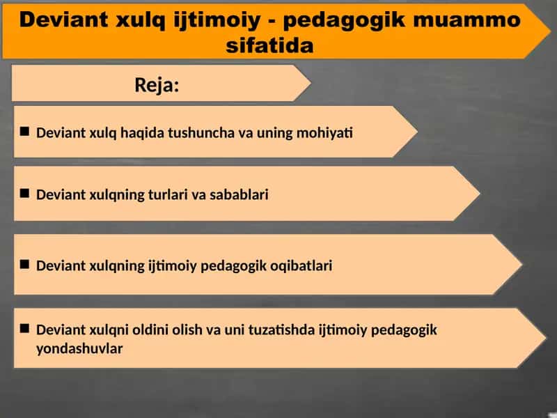 Slide deviant xulq ijtimoiy pedagogik muammo sifatida 1