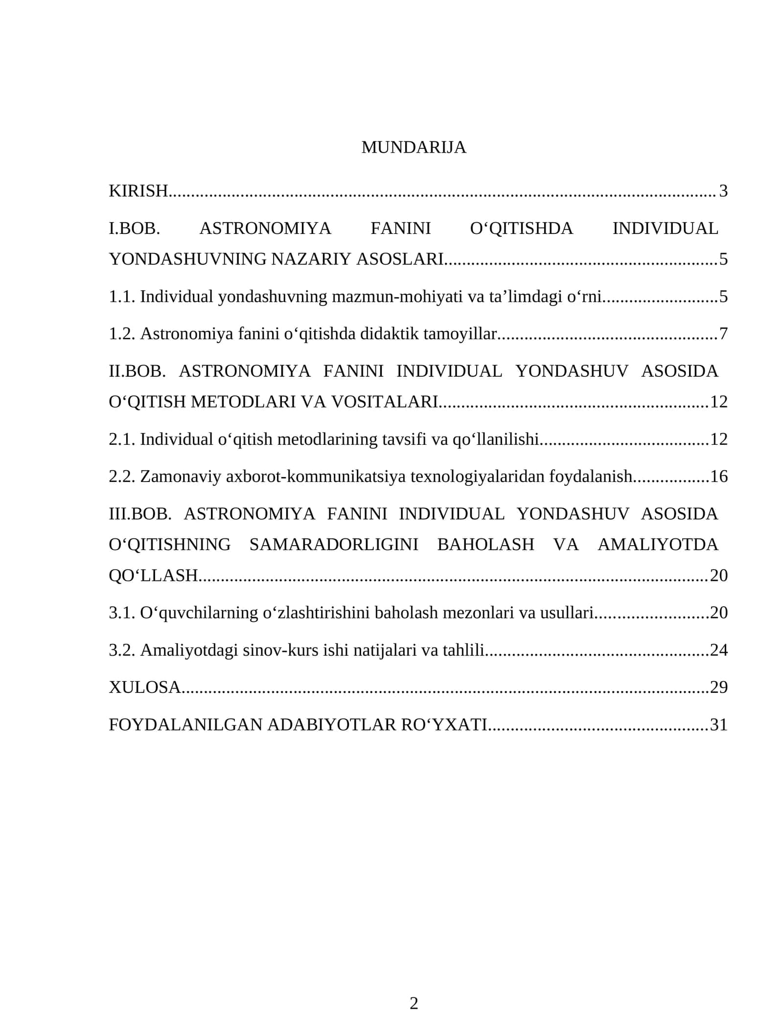 ASTRONOMIYA FANINI INDIVIDUAL YONDASHUV ASOSIDA O‘QITISH METODLARI VA VOSITALARI 1