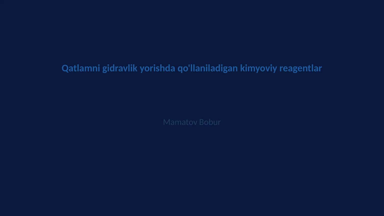 Qatlamni gidravlik yorishda qo'llaniladigan kimyoviy reagentlar 1