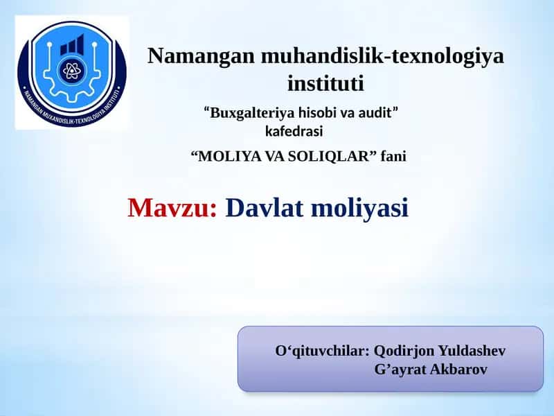 Davlat moliyasi 1