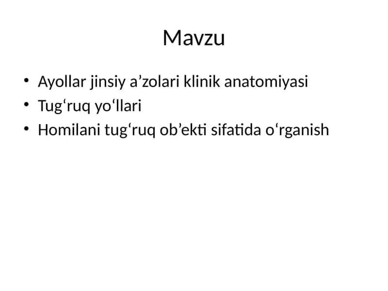 Ayollar jinsiy a’zolari klinik anatomiyasi 1