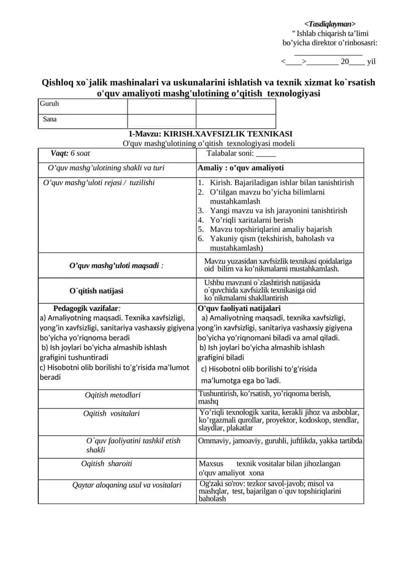Xavfsizlik texnikasi 1