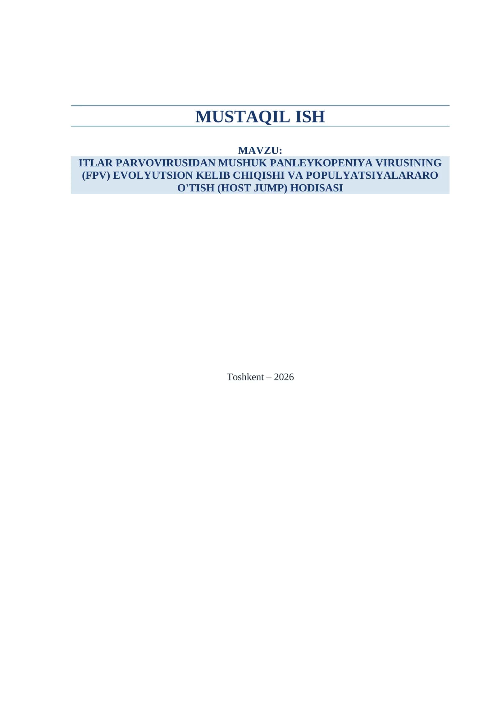 Itlar parvovirusidan mushuk panleykopeniya virusining evolyutsion kelib chiqishi 1