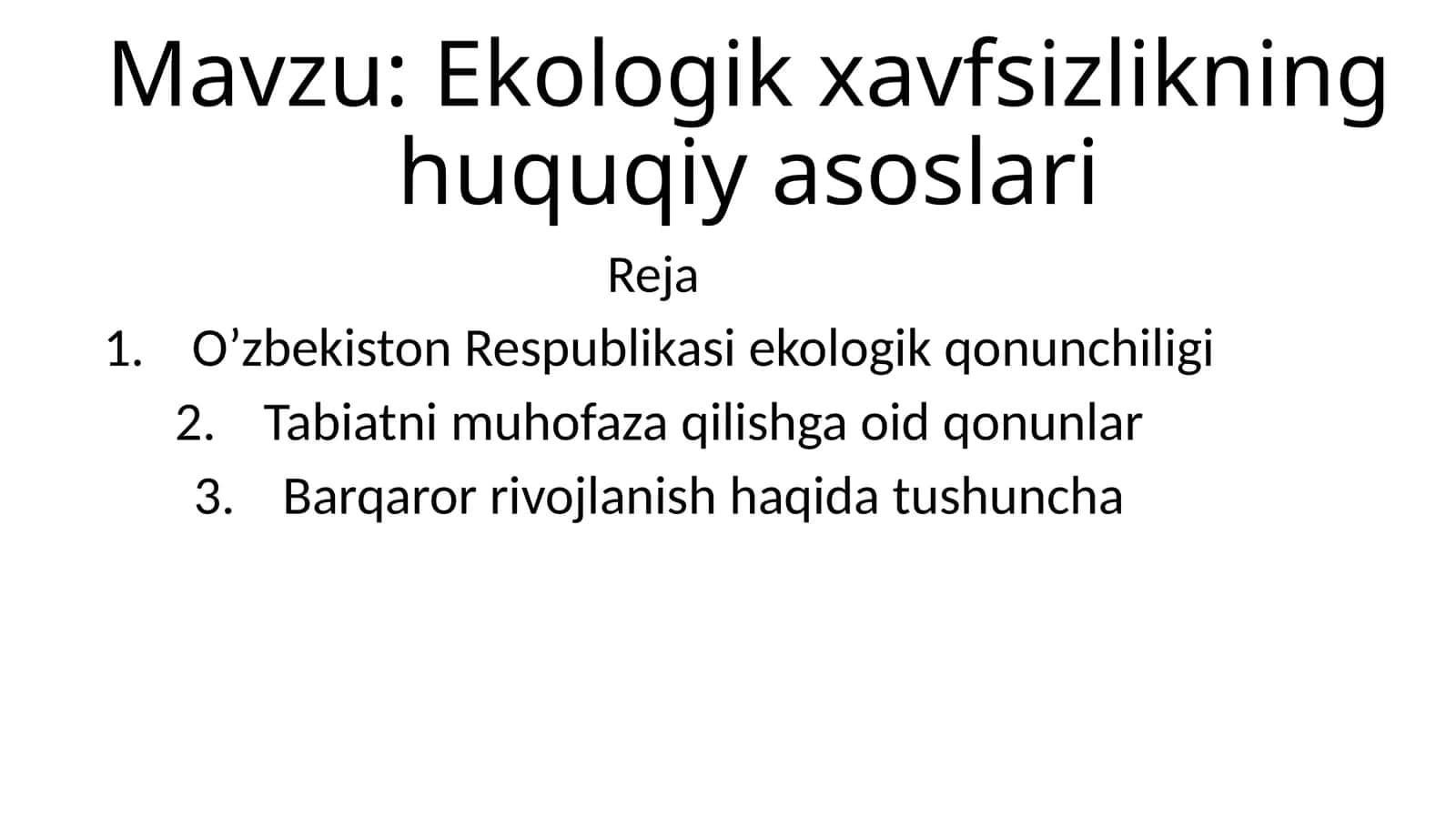 Ekologik xavfsizlikning huquqiy asoslari 1