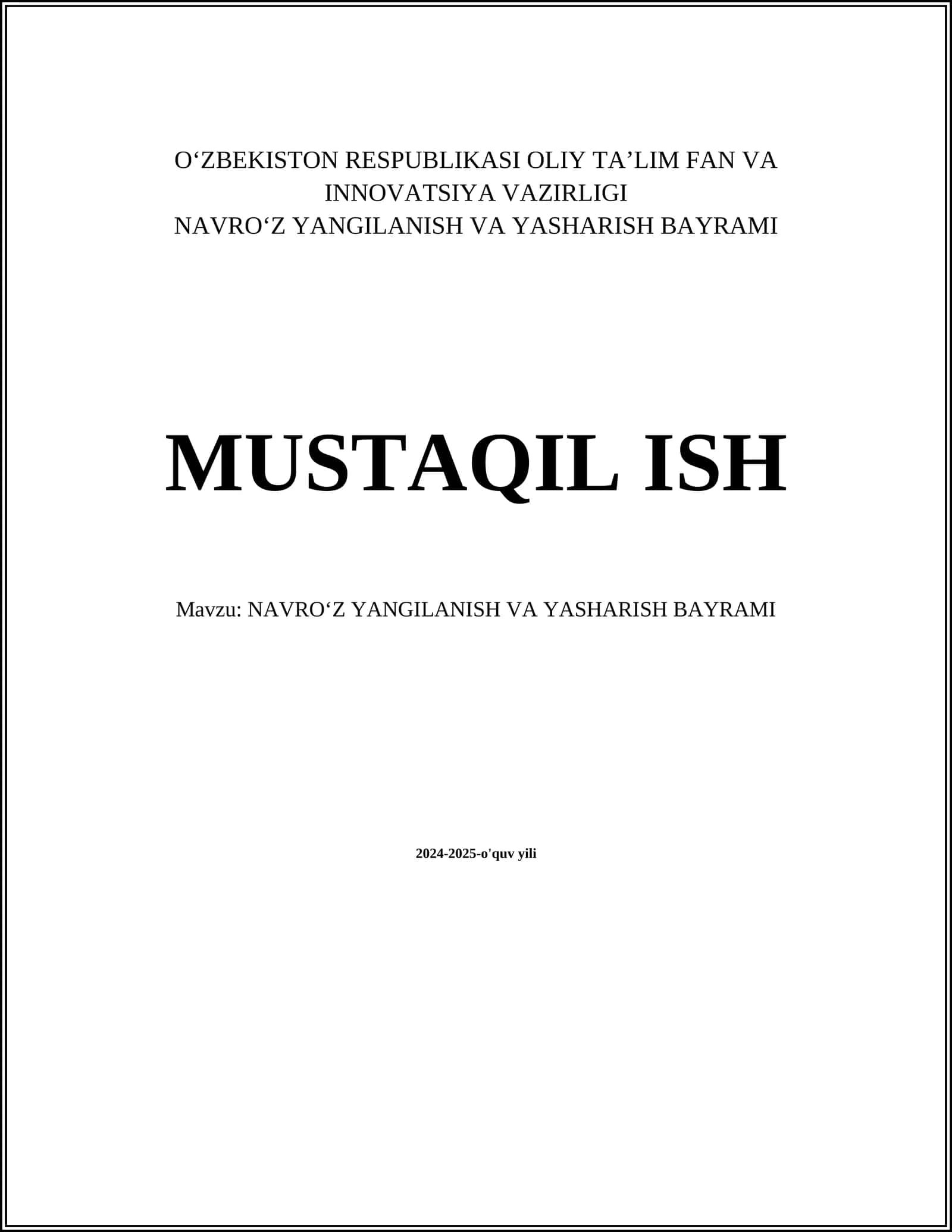 NAVROʻZ YANGILANISH VA YASHARISH BAYRAMI 1