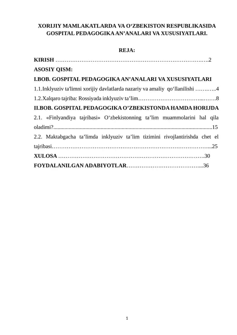 Gospital Pedagogika An’analari va Xususiyatları 1
